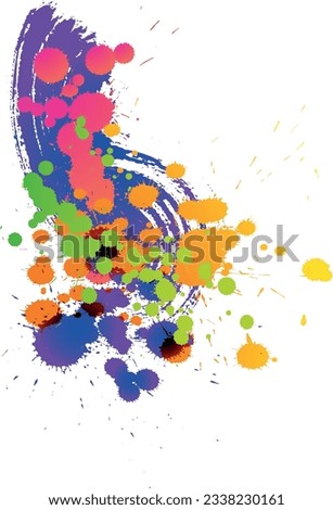 Multicolor blobs brush strokes background. Vector version