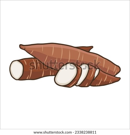 vector illustration cassava as a fresh plantation produce on white background, can be used as banner, poster or template Royalty-Free Stock Photo #2338238811