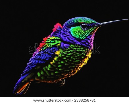 Photo colorful hummingbird illustration, colorful hummingbird 