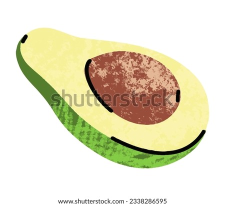 avocado fruit, simple illustration in abstract flat sketch drawing style, healthy food