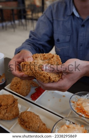 The picture of a nice fried chicken in Purwokerto, Central Java, Indonesia. This photo was taken on July 27, 2023 by a professional. This photo contains a good fried chicken