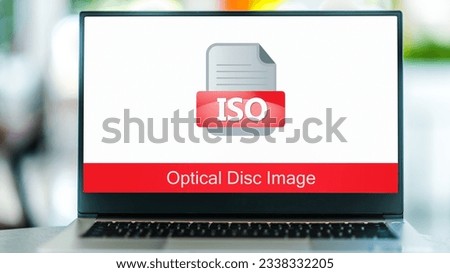 Laptop computer displaying the icon of iso file