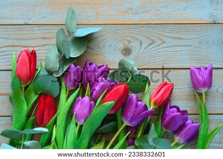 Bunch, bouquet of flowers on a empty copyspace background