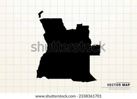Vector black map of Angola on graph paper.