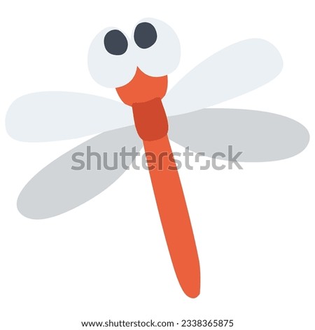 Clip art of red dragonfly deformed like a character Royalty-Free Stock Photo #2338365875