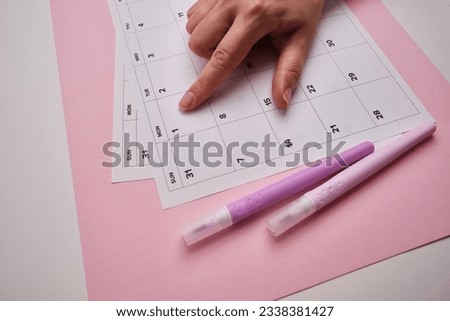 Monthly calendar. Calendar with date on paper. Day planner. Schedule of the week, month and year. Modern organizer. Business diary. Deadline reminder. Daily event management. Template and grid