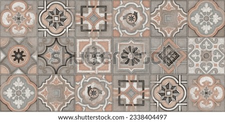 vintage old ceramic tiles wall decoration and background. azulejo decoration tile cement background