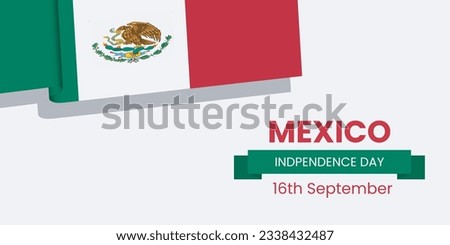 Mexico Independence Day Banner or Post Template with Flags. Happy Independence Day Mexico 16th September.