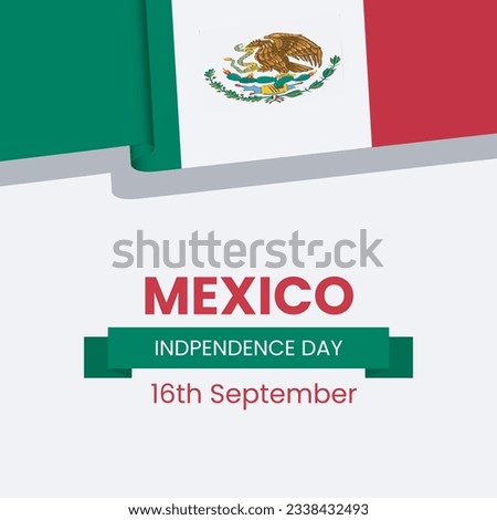 Mexico Independence Day Banner or Post Template with Flags. Happy Independence Day Mexico 16th September.