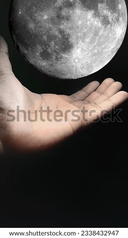 Beautiful Moon floating on hand