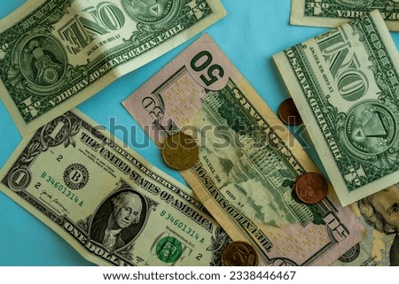 Dollars on a blue background.