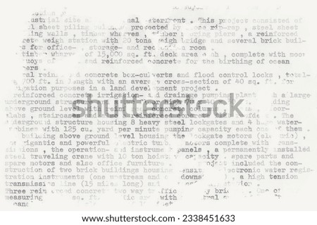 Text written on an old typewriter. It is a partly blurred close-up of a  resume of a civil engineer who has worked in the sixties in South America. Meant as typewriter text background Royalty-Free Stock Photo #2338451633