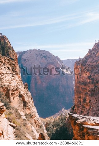 Moody view of rock formations inside a canyon in the American southwest