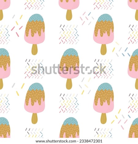 Ice cream seamless pattern. Vector background for design, textile, fabric, baby clothes
