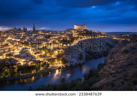 Toledo after sunset, Castile-La Mancha, Spain