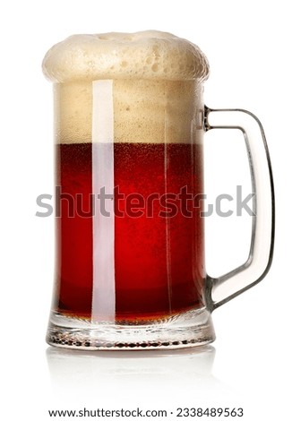 Mug of red beer isolated on a white background