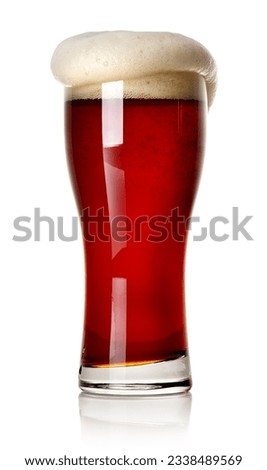 Froth on red beer isolated on white