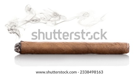 Smoking havana cigar isolated on a white background