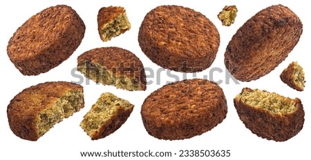 Vegetarian lentils burgers, healthy vegetable cutlets isolated on white background