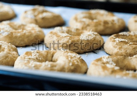 Close up details and making of the freshly baked home made cookies and biscuits with natural light and soft focus background