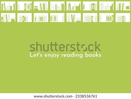 Illustration of a bookshelf with a green background
