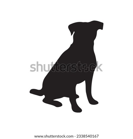 Single flat vector simple silhouette of dog white background