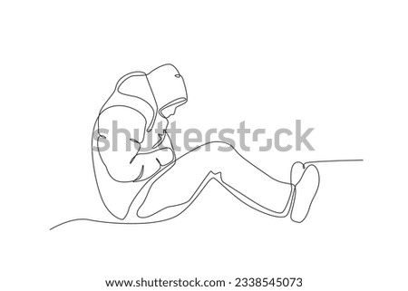 A starving homeless man on the street. Homeless one-line drawing Royalty-Free Stock Photo #2338545073