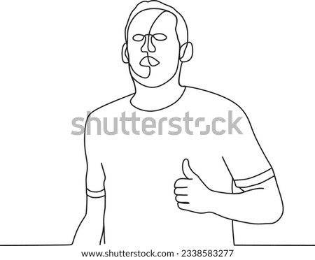 man running in the drawing with one line
