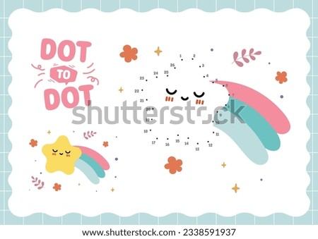 flat design vector kids connect dot to dot worksheet printable for kids activity Royalty-Free Stock Photo #2338591937