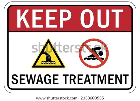 Sewage water warning sign and labels