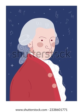 Great classical composer and virtuoso musician of the Vienna Classical School vector flat illustration Royalty-Free Stock Photo #2338601771