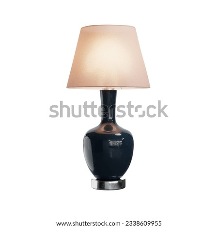A black lamp with a white shade isolated on white background a clipping path Royalty-Free Stock Photo #2338609955