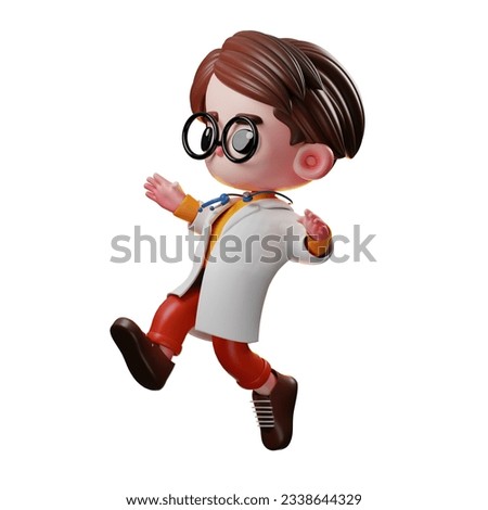 3d Male Doctor Character Jumping