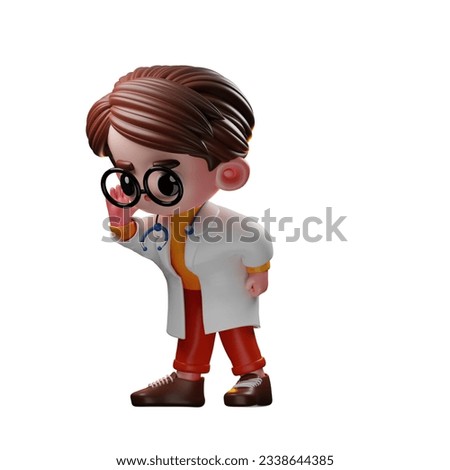 3d Male Doctor Character Looking