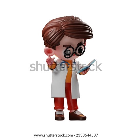 3d Male Doctor Character Reading A Book