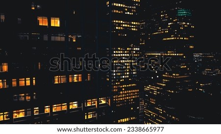 Downtown Los Angeles Skyline, California. Los Angeles downtown buildings at night. City of Los Angeles cityscape skyline scenic aerial view at sunset.