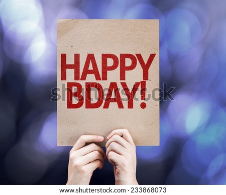 Happy Bday! written on colorful background with defocused lights