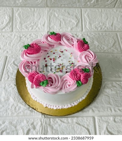 Cake design idea, cake decoration in pink colour, rosette cake . Pink colour cake design ideas.