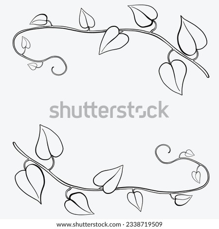 Floral ivy drawing decorative ornament flat design. Vector illustration.