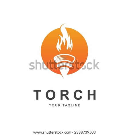  Torch Fire Flame with Pillar column logo design with slogan template