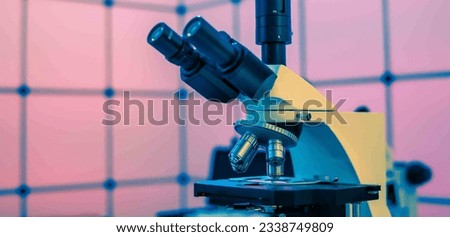 Neurobiology: Optical microscopes are used to investigate the structure and function of neurons, neuronal networks, and brain tissues. Royalty-Free Stock Photo #2338749809