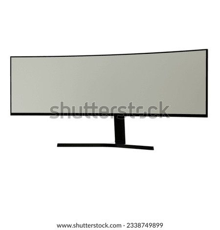 Ultrawide 49 inch Computer monitor front isolated on white background Monitor with white blank screen Mockup  a clipping path  
