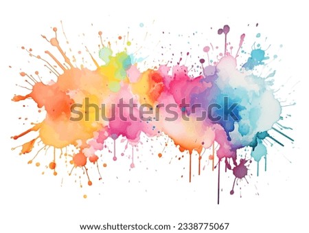 Rainbow coloured watercolour splatter design background 

