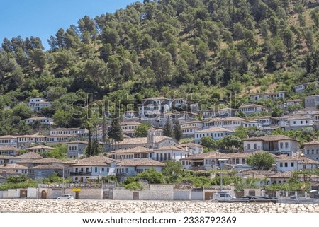 Historical oriental houses in the old city of Berat in Albania. High quality photo