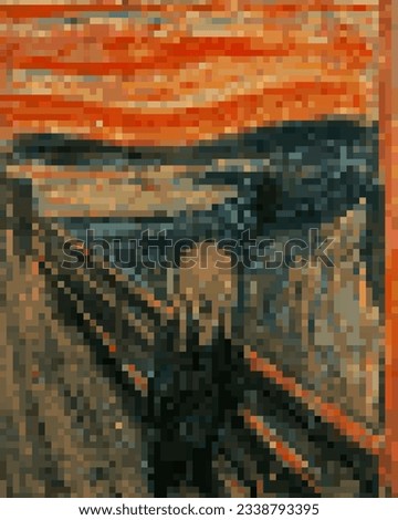 Pixel art. The scream painting. Vector illustration
