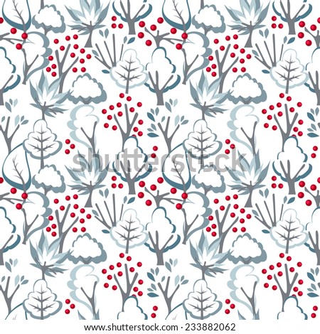 Seamless pattern with winter trees.Endless texture.