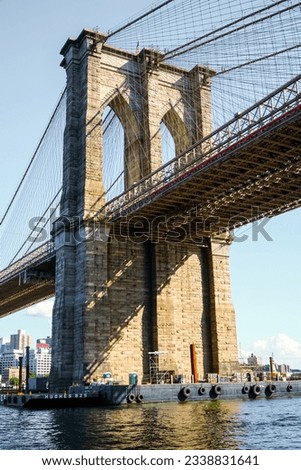 Brooklyn bridge with Brooklyn area skylines during a day