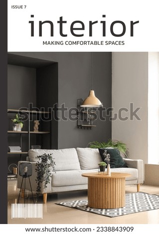 Sample of interior magazine cover with stylish room Royalty-Free Stock Photo #2338843909