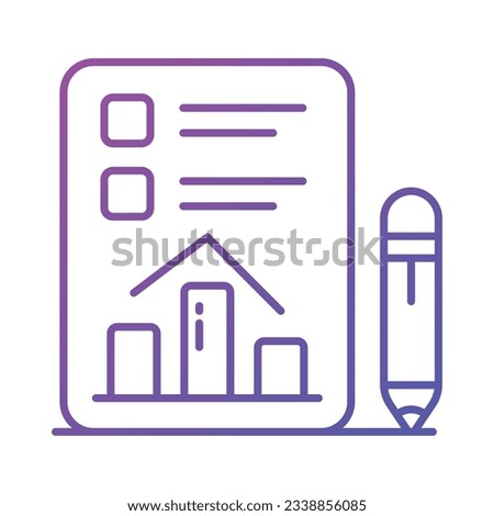 Bar chart on document showing vector design of data report in trendy style