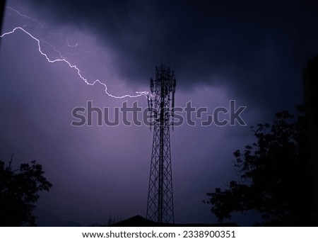 Lightning Strikes Tower: Captured Moment